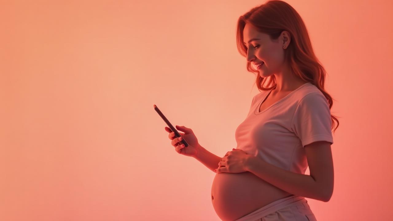 Schwangere Frau mit justMami App
